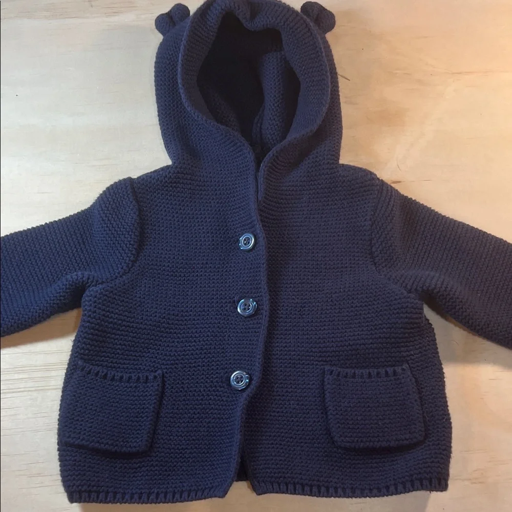 Baby Gap Dark Blue Cable Knit  Button Up Baby Sweater Sz 3-6M